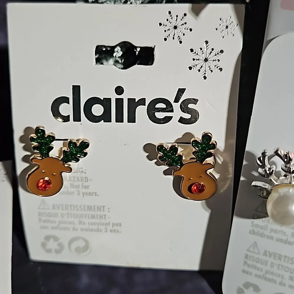 Claire's 🎁 Bundle of  Holiday Earrings New in Packaging. Trees, latte, reindeer